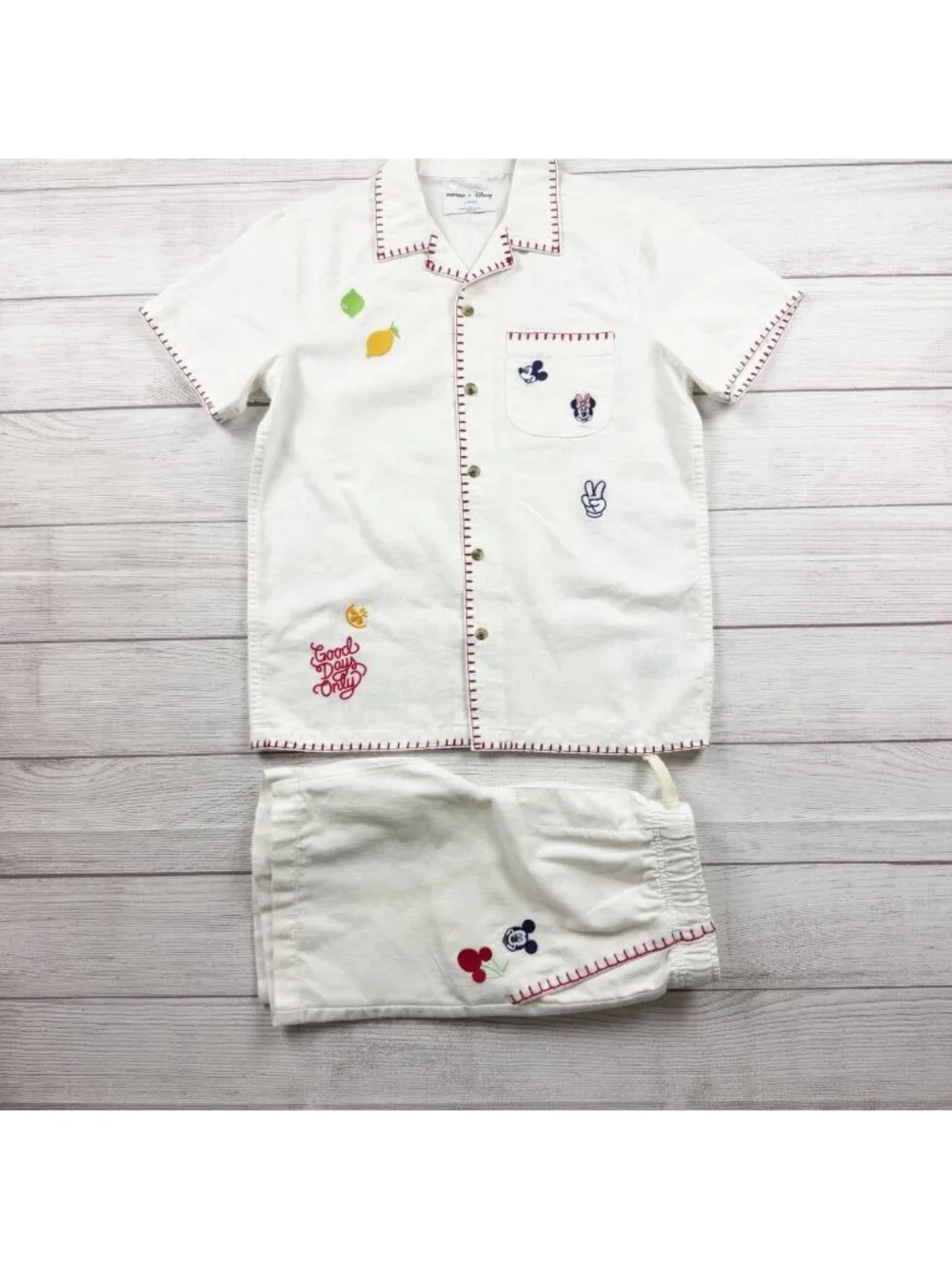 Old Navy x Disney Boys Embroidered Linen Short Set Outfit L 10-12